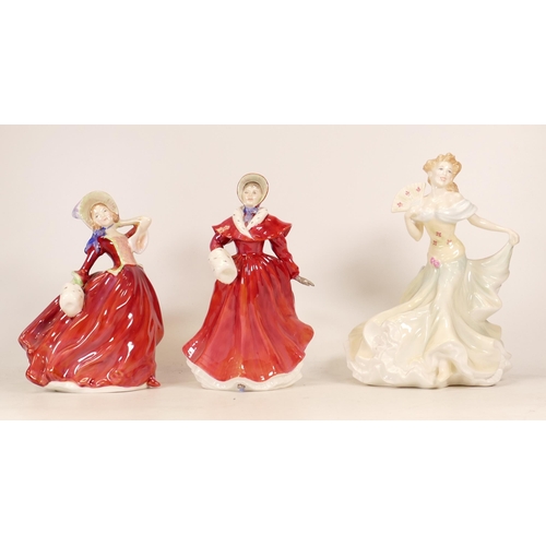 410 - Three Royal Doulton Lady Figures to include Millennium Celebration HN4201, The Skater HN3439 and Aut... 