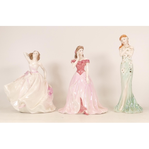 419 - Three Coalport Lady Figures to include Emerald, Sarah and Ladies of Fashion Young Love (3)