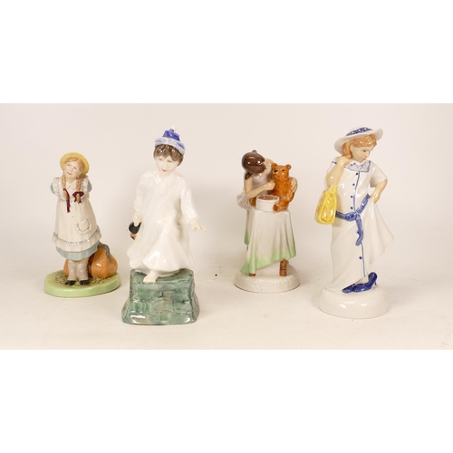 530 - Four Royal Doulton Character Figures to include Wee Willie Winkie HN3031, Pollyanna HN2965, Dressing... 