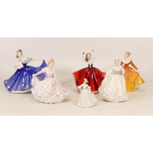 535 - Six Miniature and Tiny Royal Doulton Lady Figures to include Margaret M205, Elaine HN3214, Fair Lady... 