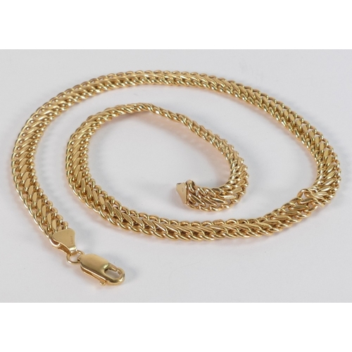 784 - 9ct gold hallmarked flat link 40cm neck chain, weight 10.92g