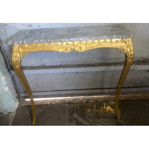 570 - Gilt and marble wall fixing console table, 77cm in width.