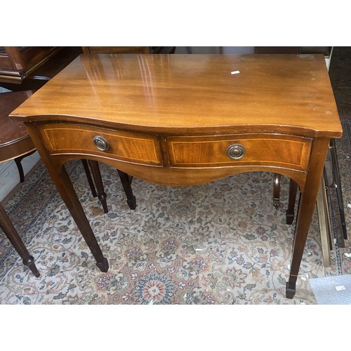 574 - Bevan Funnell 'Reprodux' inlaid 2 drawer side table, 88cm wide.