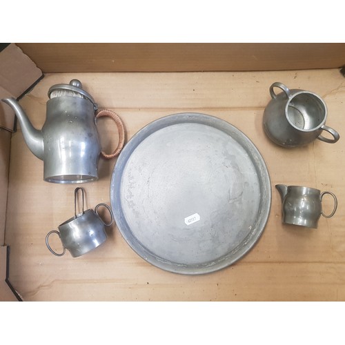 306A - Howard Pewter Tea service on tray