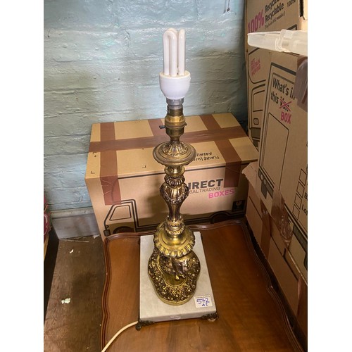 572 - Marble and ormolu table lamp, 49cm in height.