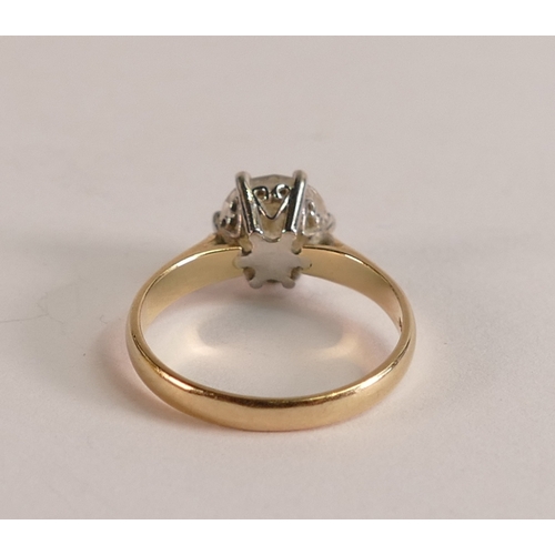 797 - 14ct gold ladies ring set with solitaire CZ, size L, 2.8g.