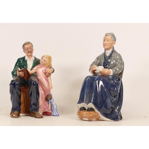 417 - Two Royal Doulton Character Figures to include A Cup of Tea HN2322 and Grandpas Story HN3456 (2)