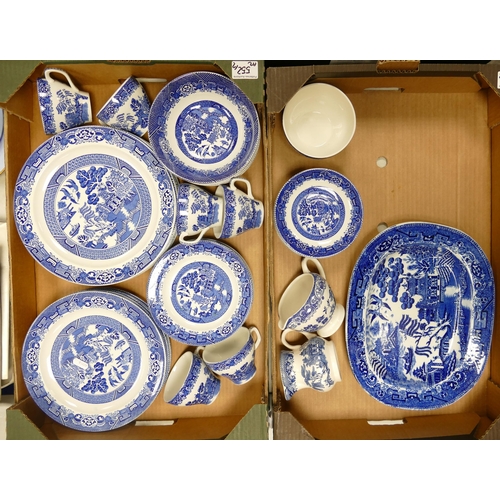 552 - Wood & Sons Willow Ware, A Collection of Tea and Dinnerware to include Platter, Jugs, Bowls, Teacups... 