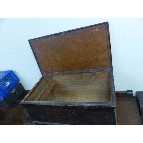 593 - Vintage Oak blanket box with brass handles 94.5cm W x 51cm x 46cm H