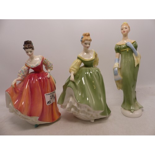 234 - Three Royal Doulton Lady Figures to include Fair Lady (Coral Pink) HN2835, Lorna HN2311 and Fair Lad... 