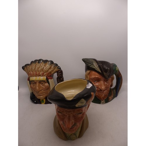 235 - Three Royal Doulton Large Character Jugs to include Monty D6202, North American Indian D6611 and Rob... 