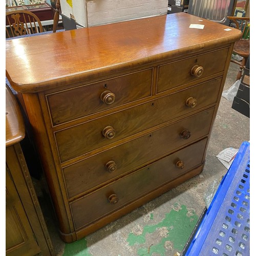 585 - Victorian mahogany two over 3 chest of drawers 120cm W