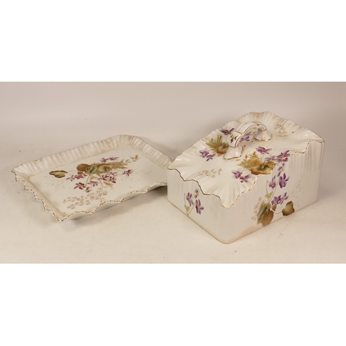 250 - Carlton ware Violets patterned cheese dish. Height 16cm