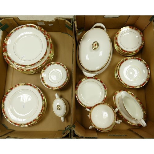 529 - Royal Crown Derby Cloisonne patterned tea & dinner ware to include lidded tureens, 8 dinner plates, ... 