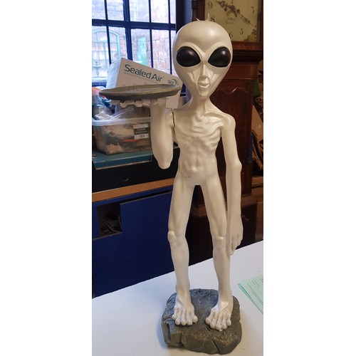 212 - Alien figure holding ashtray, height 66cm