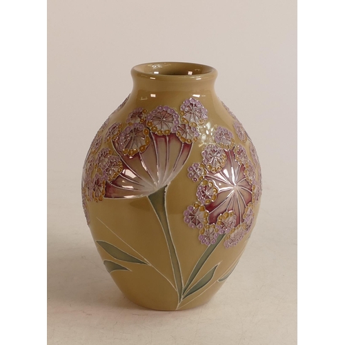 115 - Moorcroft limited edition purple floral vase on olive green ground, 60/75, dated 2013, signed Nicola... 