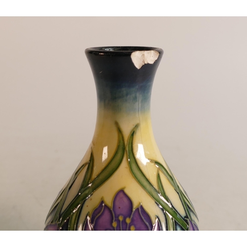 120 - Moorcroft Crocus patterned vase, number edition, 9, dated 2005 (chip to top rim) together with anemo... 