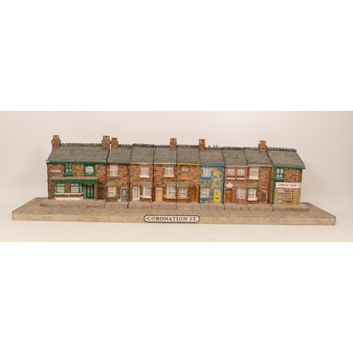 532 - A set of Coronation Street houses and Rovers Return, by John Hine, on plinth,  length 48cm