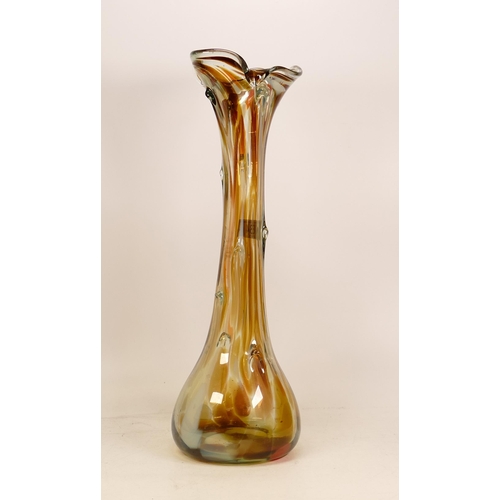 534 - A Mid Century Murano Style Glass Vase with Thorn Type Moulding. Height: 49cm