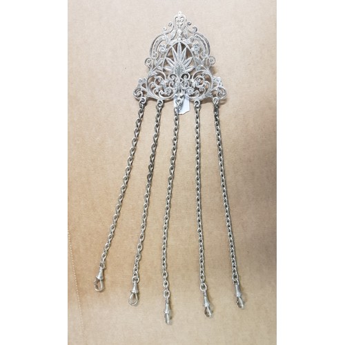 564 - Sterling silver Victorian Chatelaine, 62.1g.