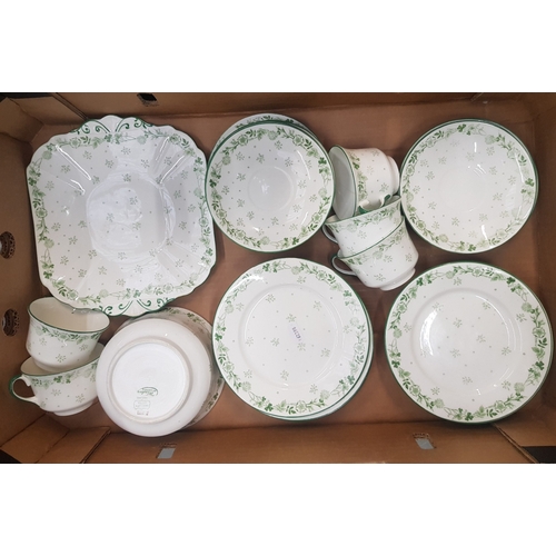 576 - Shelley 'Windsor' patterned tea ware items 5 cups, 11 saucers, 10 side plates, cake plate and a suga... 