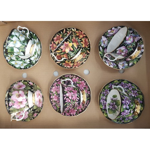 595 - Royal Albert Provincial Flowers set of 6 cups and saucers (1 handle a/f).