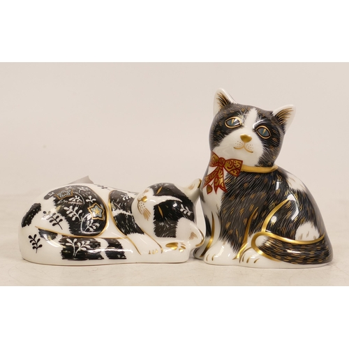 361 - Two Royal Crown Derby Paperweights to include Misty and Black and White Kitten. Both Gold Stoppers. ... 