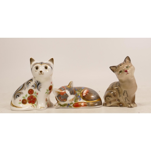 362 - Two Royal Crown Derby Paperweights to include Catnip Kitten, Nice Kitten together Beswick grey Strip... 