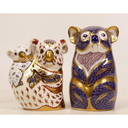 367 - Two Royal Crown Derby Koala Paperweight to include Koala and Baby together with Blue Koala. Both Gol... 