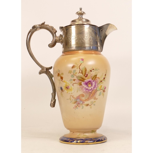 153 - Carlton Blush ware metal mounted claret jug in the Rose & Curlicue pattern , by Wiltshaw & Robinson,... 