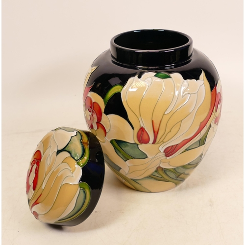 21 - Moorcroft Cream Magnolia ginger jar. Limited edition 25/100 , signed by designer Emma Bossons , date... 