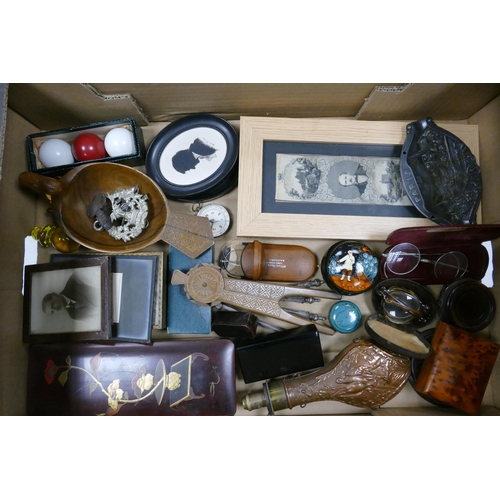 15 - A Mixed Collection of Items to include Carved Bavarian Nutcracker, Copper and Brass Powder Flask, Ea... 