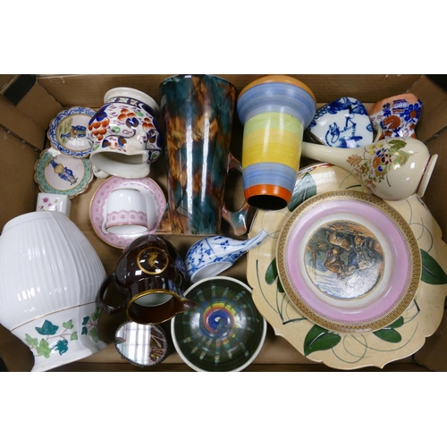 16 - A Mixed Collection of Ceramic items to include 19th Centuy Blue Onion Pap Boat, Worcester Coffee Can... 