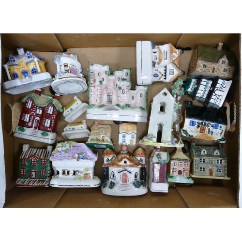 214 - A Collection of Ceramic Cottages and Pastille Burners to include Staffordshire examples together wit... 