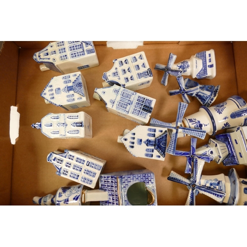 215 - A Small Collection of Delftware to include Royal Delft Holland Cottages and similar Delft Windmills.