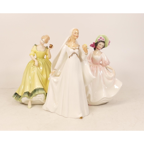 218 - Three Royal Doulton lady Figures to include Sunday Best HN2698, The Bride HN2873, Paula HN2906. All ... 