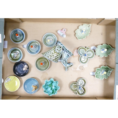 27 - A collection of Wade and Irish Wade items to include leprechaun pin dishes, fish pin dish, owl pin d... 