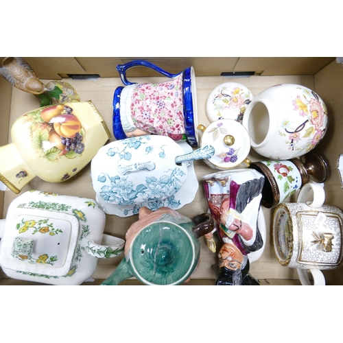 47 - A mixed collection of items to include masons teapot, Sadler lidded sugar pot, Sadler ginger jar, Ay... 