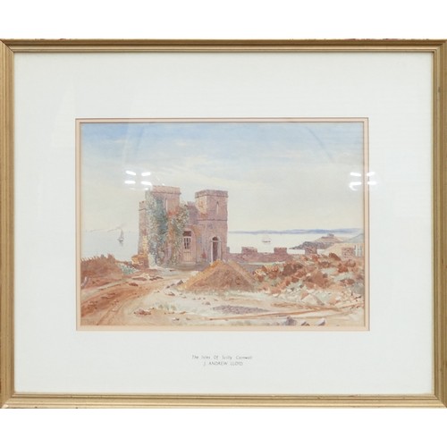 539 - J Andrew Lloyd (19th century) watercolour of The Isles of Scilly Cornwall, frame size 46cm x 56cm