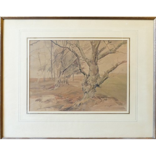 540 - ROWLEY SMART, Edgar (1887-1934), Dorset, depicting gnarled trees in a rural landscape, Signed and da... 