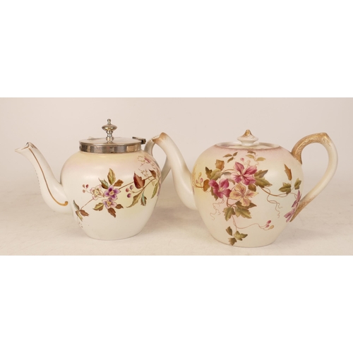 166 - Carltonware Wiltshaw & Robinson Ivory Blushware Hector metal rimmed teapot together with floral teap... 