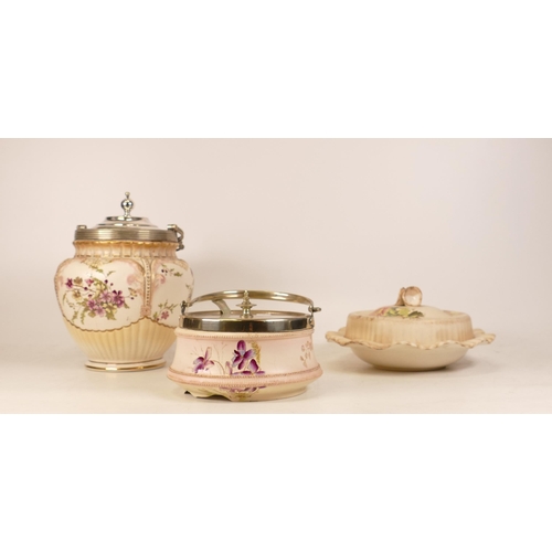 177 - Three Carltonware Wiltshaw & Robinson Ivory Blushware Items  to include Violet Pattern Condiment Dis... 