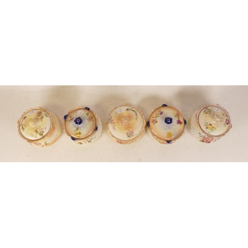 189 - Carltonware Wiltshaw & Robinson Lidded Pots in Various Floral Patterns. Some damages noted. (5)