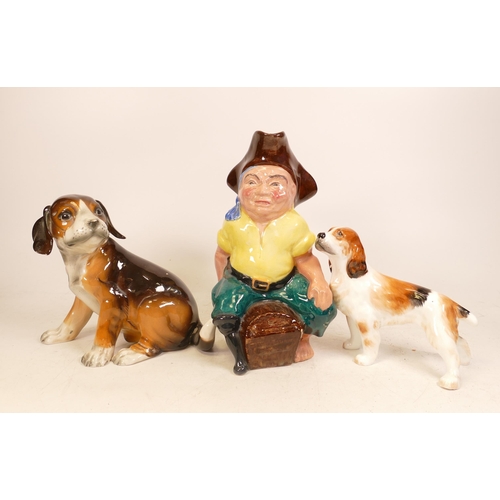 270 - Three Ceramic Ornaments to include Ridgways Toby Jug, Ceramic Model of a Beagle Pup (tail a/f) and a... 