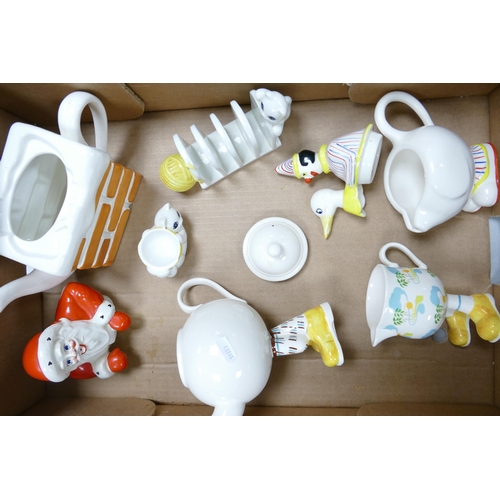 56 - A collection of Carlton Ware to include walking ware teapots, milk jug, novelty cat toast rack and m... 