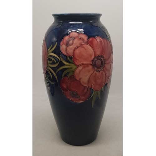 307 - Moorcroft Anemone on blue ground vase, 26cm in height.