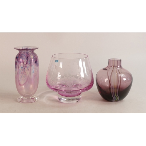 113 - Three Caithness glass vases. Height of tallest 15.5cm