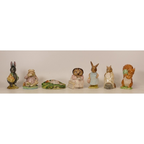 136 - Beswick Beatrix potter figures to include Mrs Flopsy Bunny, Timmy Willie Sleeping, Mrs Tiggy Winkle,... 