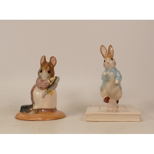 409 - Beswick Beatrix potter figures to include Peter on his book P4217 and Hunca Munca . Boxed