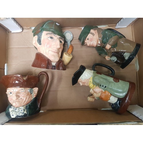 39 - Royal Doulton large character jugs Old Charley (a/f) and 2nds The Sleuth together with 2 Royal Doult... 